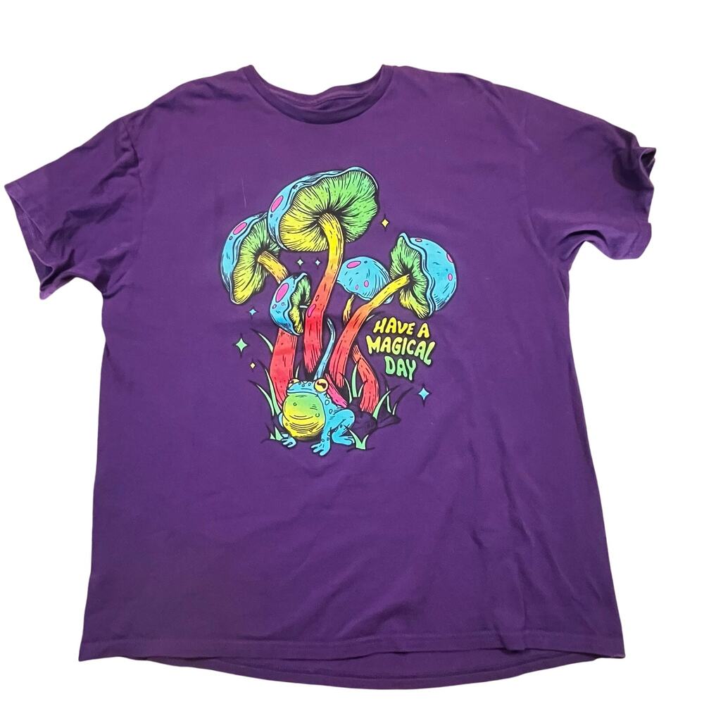 DOM Have A Magical Day Mushroom T Shirt XL‎ Psychedelic Frog Cottagecore Trippy